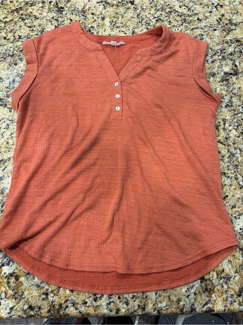 Jane and Delancey Terracotta Cap-Sleeve Henley Tank Top